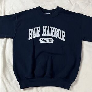 Gildan Navy Crewneck Sweatshirt with Bar Harbor Maine Print
